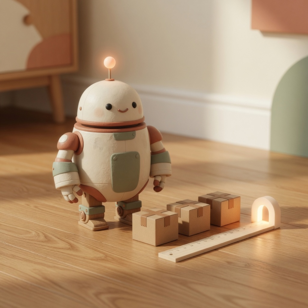 Robot guiding parcels along a progress path